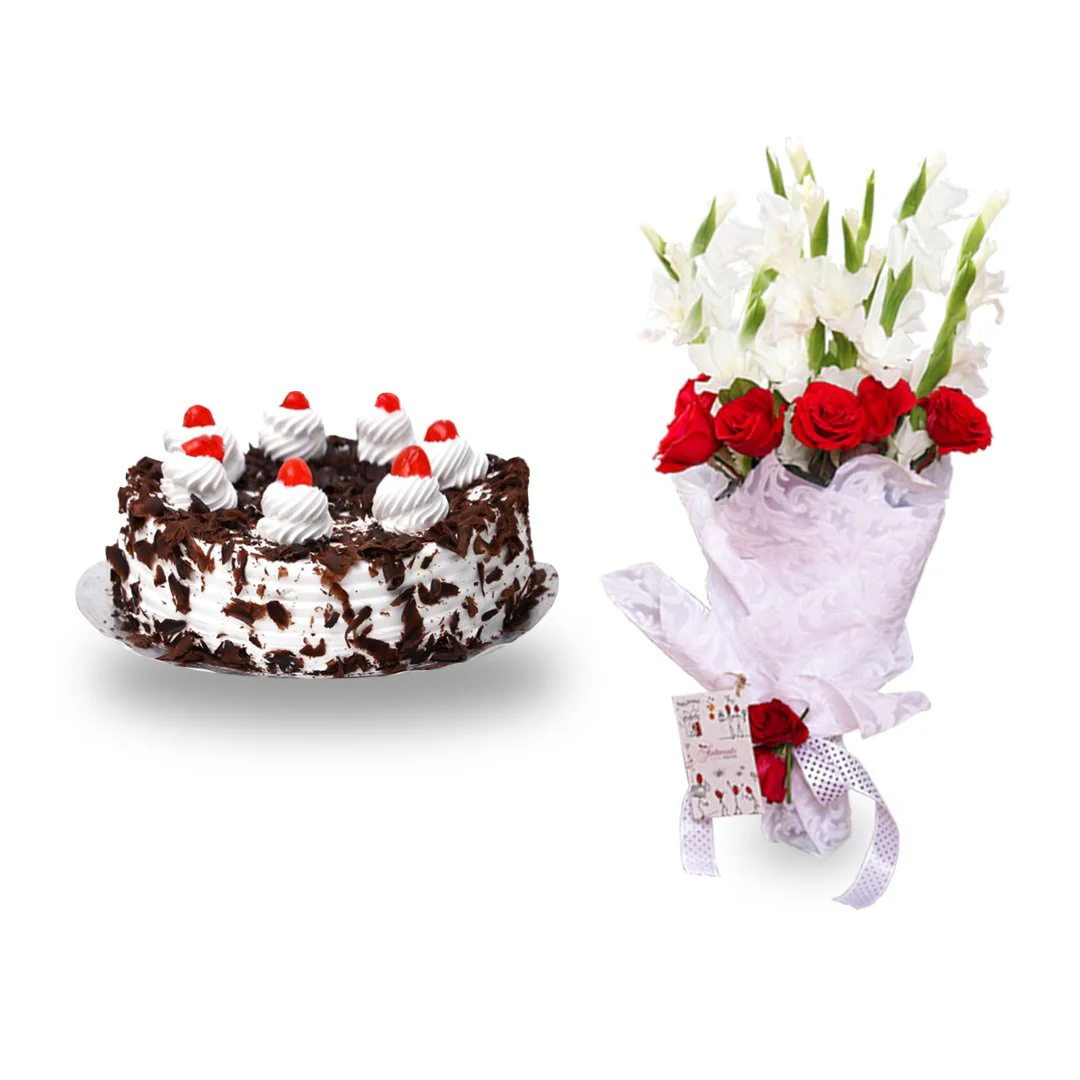 Black Forest Cake 2 lbs & Celebration Bouquet