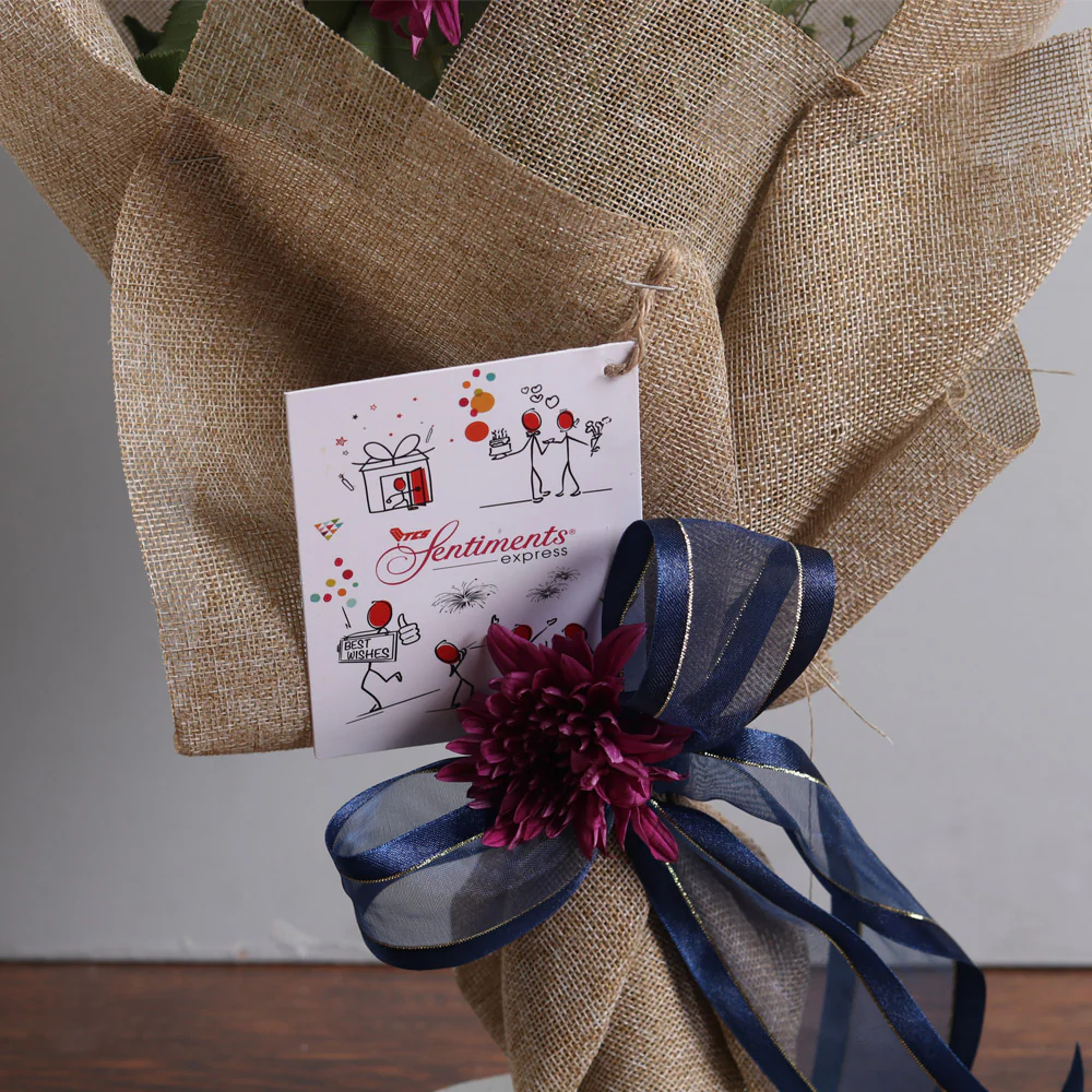 Classic Violet Bouquet - White Roses and Chrysanthemums - Image 2
