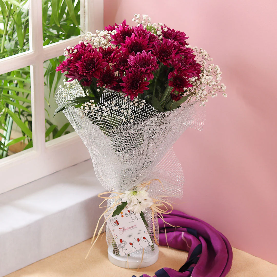 Passionate Purple Bouquet - Purple Chrysanthemums