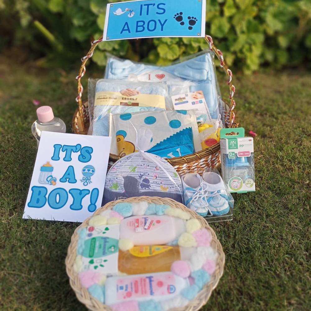 Soft and Sweet Baby Boy Basket - Image 3