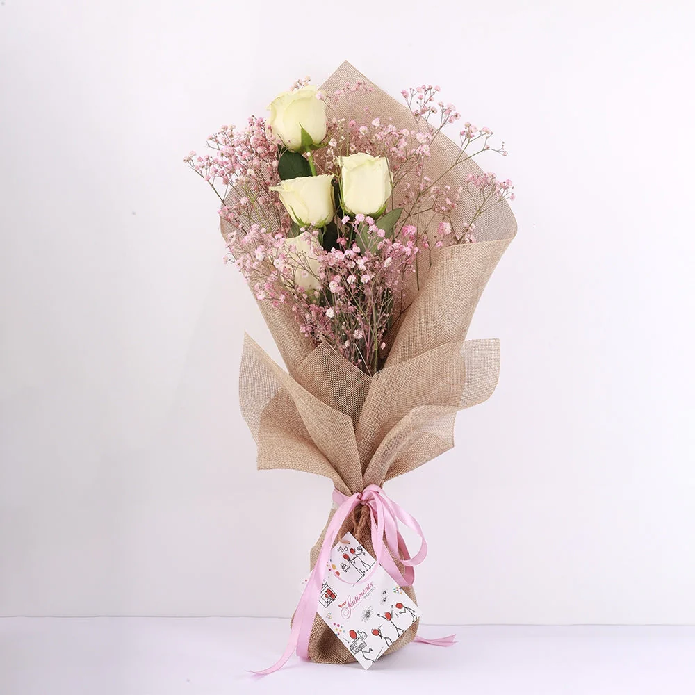 Sweet Elegance Duo: Malt Cake 2 Lb & White Rose Bouquet - Image 2